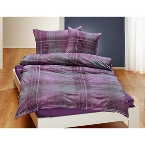 undefined, Bettwäsche mit Karomuster blau-dunkel violett, 