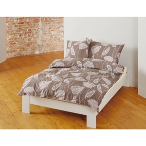 undefined, Bio Satin Bettwäsche mit Blätterprint auf braunem Untergrund, 