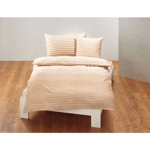 Bettwäsche Satin mit eleganten Streifen, beige