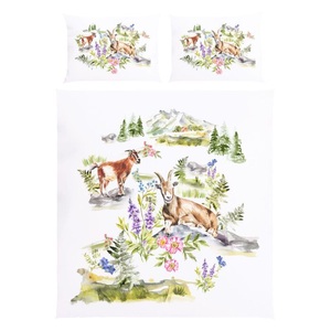 undefined, Bettwäsche mit Alpenziegen und Blumenmotiv ? 200x210 cm