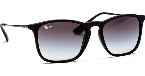 Ray-Ban, Ray-Ban Chris RB4187 - 622-8G Rubber Black 54-18, Ray-Ban RB 4187 CHRIS Herren-Sonnenbrille Vollrand Eckig Kunststoff-Gestell, schwarz