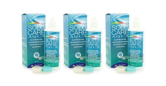 Menicon, Solo care Aqua (3 x 360 ml), SOLOCARE AQUA 3 x 360 ml mit Behälter