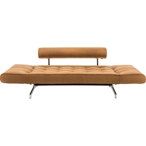 LIVIQUE, Bettsofa Ghia, Bettsofa Ghia Braun/Silber Leder/Metall 210 cm 80 cm