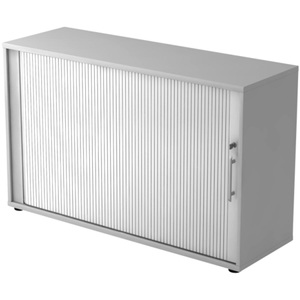 LIVIQUE, Regal Top Office V, Hammerbacher Rollladenschrank Lichtgrau, Silber 1.200 x 400 x 748 mm