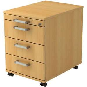 undefined, Rollcontainer TARVIS, 1 Utensilienauszug, abschliessbar, 3 Schübe, B 428 x T 580 x H 590 mm, Buche-Dekor, Rollcontainer TARVIS, 1 Utensilienauszug, abschliessbar, 3 Schübe, B 428 x T 580 x H 590 mm, Buche-Dekor