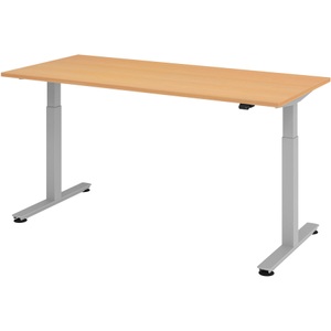 undefined, UPLINER - Schreibtisch, elektrisch höhenverstellbar BxT 1800 x 800 mm Dekor Buche, Schreibtisch Ulm, elektrisch höhenverstellbar, T-Fuss, B 1800 mm, Buche-Dekor