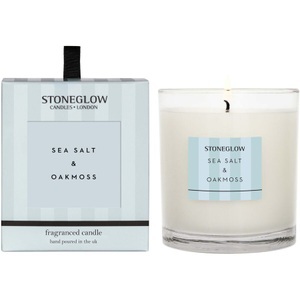 Stoneglow, Stoneglow Duftkerze Sea Salt, Duftkerze Modern Classic Weiss Wachs/Glas 9 cm