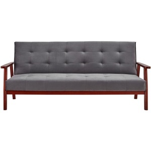 LIVIQUE, Bettsofa Ugo, Bettsofa Ugo Grau/Braun Samt/Holz 190 cm 85 cm Verstellbare Lehne