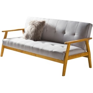 LIVIQUE, Bettsofa Fury, Bettsofa Fury Grau/Braun Stoff/Holz 190 cm 85 cm Verstellbare Lehne