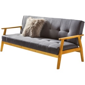 LIVIQUE, Bettsofa Fury, Bettsofa Fury Grau/Braun Stoff/Holz 190 cm 85 cm Verstellbare Lehne