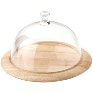 Continenta, Continenta - Käseplatte 20 cm - Hellbraun, Gummibaum Käseglocke rund, 2tlg. 20x14 cm
