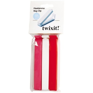 andersign, 12x Beutelclips 14cm 1xrot 1x schwarz, 1xweiss Polybag+Hängkarte, Twixit Beutelverschluss 1xrot 1xschwarz 1xweiss 14cm