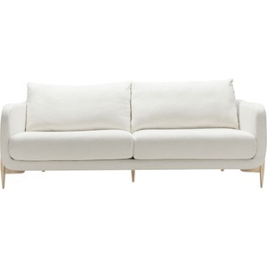 LIVIQUE, Sofa Leya, Sofa Leya Weiss/Beige Stoff/Holz 215 cm 97 cm