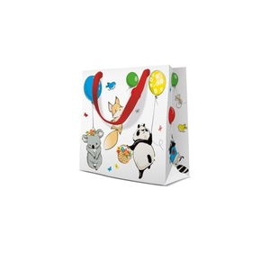 Diverse, diverse Geschenktasche Maison, Geschenktüte bunt Tiere m. Luftballons 17x6x17cm