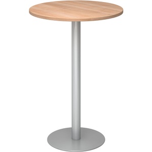 undefined, Stehtisch, Ø 800 mm 1116 mm hoch, Gestell silber Platte Nussbaum-Dekor, Stehtisch, Ø 800 mm, 1116 mm hoch, Gestell silber, Platte Nussbaum-Dekor