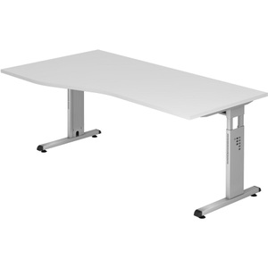 undefined, Schreibtisch Freiform ULM, li. od. rechts, B 1800 x T 800/1000 x H 650-850 mm, weiß, Schreibtisch Freiform ULM, li. od. rechts, B 1800 x T 800/1000 x H 650-850 mm, weiß