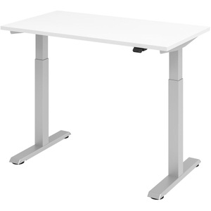Hammerbacher, Hammerbacher Sitz-Steh-Arbeitsplatz XMST612 Weiß, APOLLO Bürotisch ONE 120x67cm VXMST612/W/S weiss/silber, elektrisch