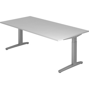 Jungheinrich PROFISHOP, Schreibtisch, C-Fuss höhenverstellbar, BxT 2.000 x 1.000 mm, grau, Schreibtisch, C-Fuss höhenverstellbar, BxT 2.000 x 1.000 mm, grau