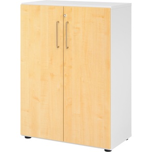 LIVIQUE, Aktenschrank Office, Schränke Breno, 3 OH, abschliessbar, 28 kg je Boden, B 800 x T 420 x H 1100 mm, weiss/Ahorn