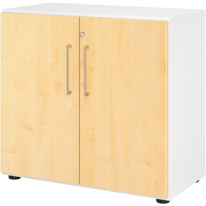 LIVIQUE, Aktenschrank Office, Schränke Breno, 2 OH, abschliessbar, 28 kg je Boden, B 800 x T 420 x H 748 mm, weiss/Ahorn
