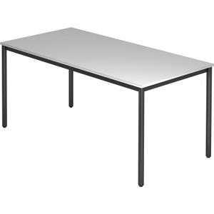 Jungheinrich PROFISHOP, Konferenztisch Premium, Rundrohr, BxT 1.600 x 800 mm, lichtgrau/schwarz, Konferenztisch Premium, Rundrohr, BxT 1.600 x 800 mm, lichtgrau/schwarz