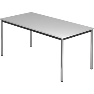 Jungheinrich PROFISHOP, Konferenztisch Premium, Rundrohr, BxT 1.600 x 800 mm, lichtgrau/verchromt, Konferenztisch Premium, Rundrohr, BxT 1.600 x 800 mm, lichtgrau/verchromt