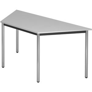 Jungheinrich PROFISHOP, Konferenztisch Premium, Trapez, Rundrohr, BxT 1.600 x 690 mm, lichtgrau/verchromt, Konferenztisch Premium, Trapez, Rundrohr, BxT 1.600 x 690 mm, lichtgrau/verchromt