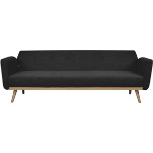 LIVIQUE, Sofa Calvin, Sofa Calvin Schwarz/Braun Stoff/Holz/Federn 212 cm 85 cm