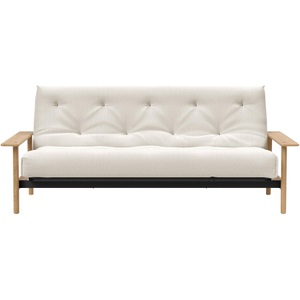 LIVIQUE, Bettsofa Rehalp, Bettsofa Rehalp Weiss/Braun Stoff/Holz/Metall 230 cm 100 cm Verstellbare Lehne