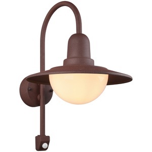 TRIO LEUCHTEN, Buiten wandlamp roestbruin IP44 met bewegingssensor - Herman, Wandlampe aussen Aumo Rot 30 cm 45.5 cm
