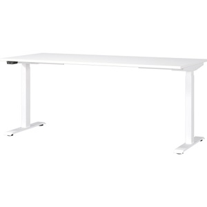 Premium Living, Schreibtisch Ribera in Weiss, Schreibtisch Porto, elektrisch höhenverstellbar, T-Fuss, B 1800 x T 800 x H 720-1200 mm, weiss/weiss + Memory-USB-Panel
