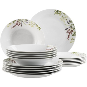 Mäser, Mäser Serie Herbal Garden Geschirr, Mäser Herbal Garden Teller-Set 18-teilig Weiss