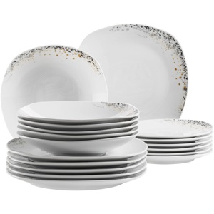 Mäser, Mäser Serie Space Dust Geschirr, Mäser Space Dust Teller-Set 18-teilig Weiss