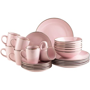 Mäser, Mäser Kombiservice 24-teilig Geschirr Set Rosa, Mäser Kombiservice 24-teilig Geschirr Set Rosa