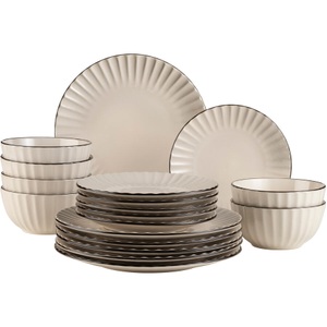 Mäser, Mäser 931967 18-teiliges Geschirr Set Retro Weiss, Mäser 931967 18-teiliges Geschirr Set Retro Weiss