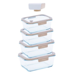 Pebbly, 5er Set Pebbly Vakuum Vorratsdosen aus Glas inkl. Vakuumpump, diverse Vorratsdose Pebbly