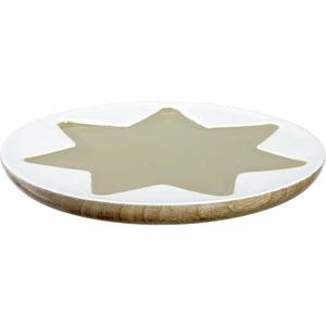 LEONARDO, Leonardo Servierplatte Candela Stern Ø 23 cm, Weiss/Gold, LEONARDO Servierplatte »Servierplatte Candela«