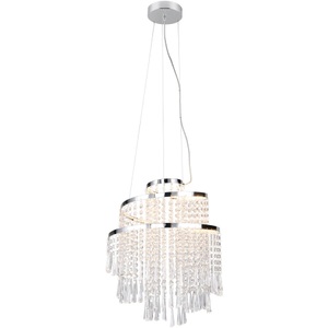 Reality Leuchten, LED-Hängelampe Pomp, Ø 38 cm, chrom, Acryl/Metall, CCT, LED-Hängelampe Pomp, Ø 38 cm, chrom, Acryl/Metall, CCT