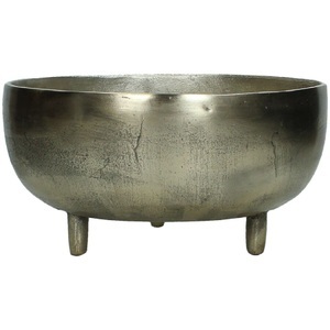 Schubiger, Schale Aluminium Auf Füsschen Gold H: 15 cm, Blumentopf Bloem