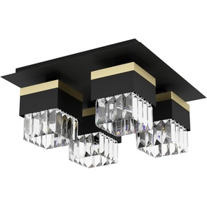 Eglo, Deckenlampe Barrancas, schwarz/gold, Kristallglas, Eglo Deckenlampe Barrancas