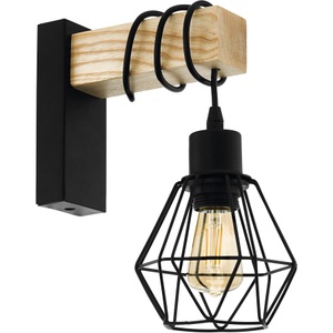 Eglo, Wandleuchte Townshend, Breite 14 cm, schwarz/eiche, Eglo Wandlampe Townshend 5