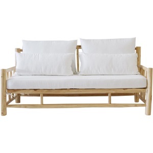 LIVIQUE, Livique Sofa Garda, Sofa Garda Weiss/Braun Holz/Stoff 90 cm 80 cm