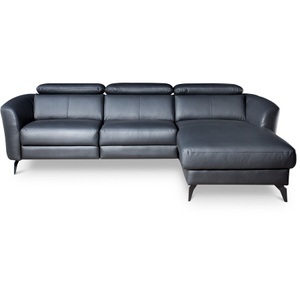 LIVIQUE, Ecksofa Simba Schwarz Leder 261 cm 183 cm, Ecksofa Simba Schwarz Leder 261 cm 183 cm