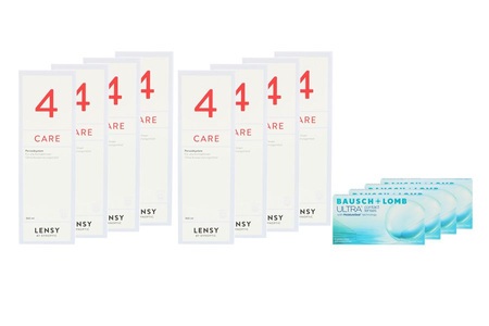 Bausch & Lomb, Ultra, 4x6 Stück Kontaktlinsen von Bausch & Lomb & Lensy Care 4 Jahrespaket, Ultra 4 x 6 Monatslinsen + Lensy Care 4 Jahres-Sparpaket