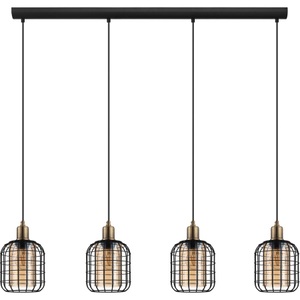 undefined, Eglo - Hängeleuchte Hl/4 E27 Schwarz 'Chisle, Hängeleuchte Chisle, schwarz/amber, vierflammig
