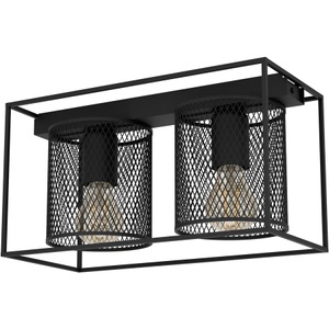 Eglo, Deckenlampe Catterick, schwarz, zwei Käfigschirme, Eglo Deckenlampe Catterick