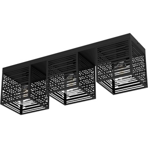 Eglo, Deckenlampe Piedritas, drei schwarze Quaderschirme, Eglo Deckenlampe Piedritas