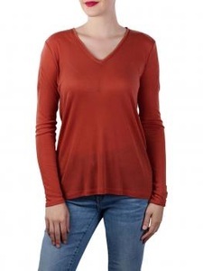 YAYA, Yaya Jersey VNeck Fabirc Mix Tee rust, 