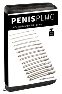 Penisplug, „14-Piece Dilator Set“, verschiedene Ø und Gewichte sortiert in edlem Etui, Penisplug 14-Piece Dilator Set