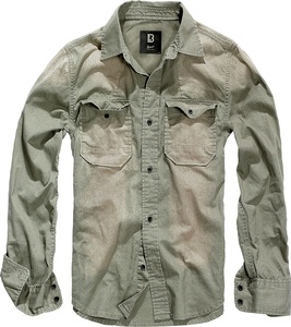 Brandit - Individual Wear, Brandit - Hardee Denim Shirt Long Sleeve olive-grey, 